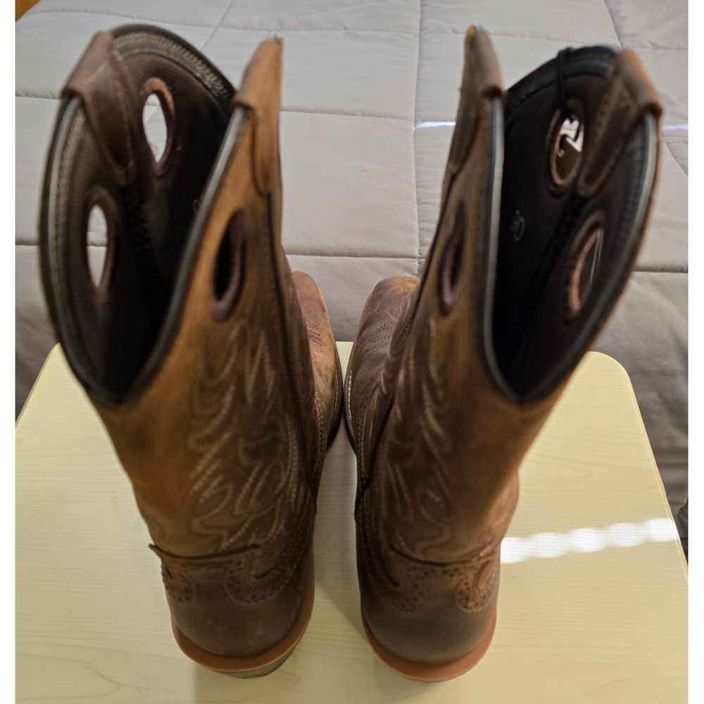 Ariat® (Men's 9 D) Hybrid Roughstock™ Square Toe Cowboy Boot, Distressed Brown - Picture 7 of 12
